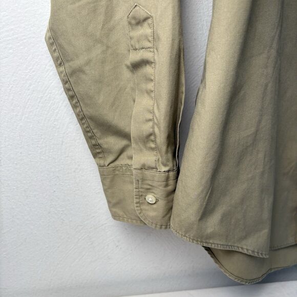 Yves Saint Laurent Button Up Shirt YSL Vintage Men's 15 32-33 Tan Long Sleeve - Picture 3 of 11